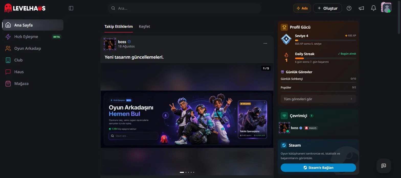 LevelHaus — Profil Gücü ve Krallık Sistemi